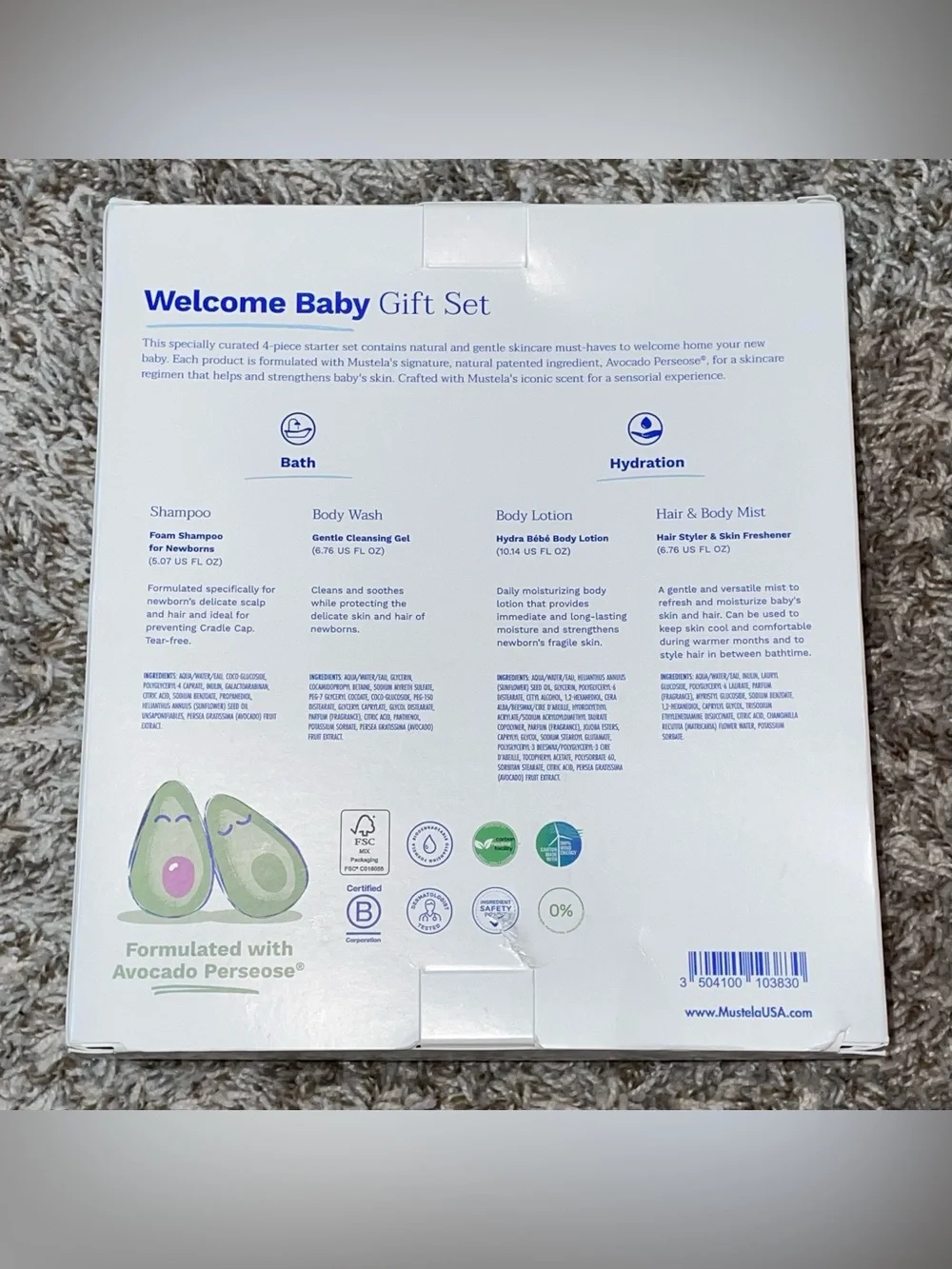 MUSTELA Welcome Baby Gift Set For Clean Gentle Delicate Hair & Skin Care